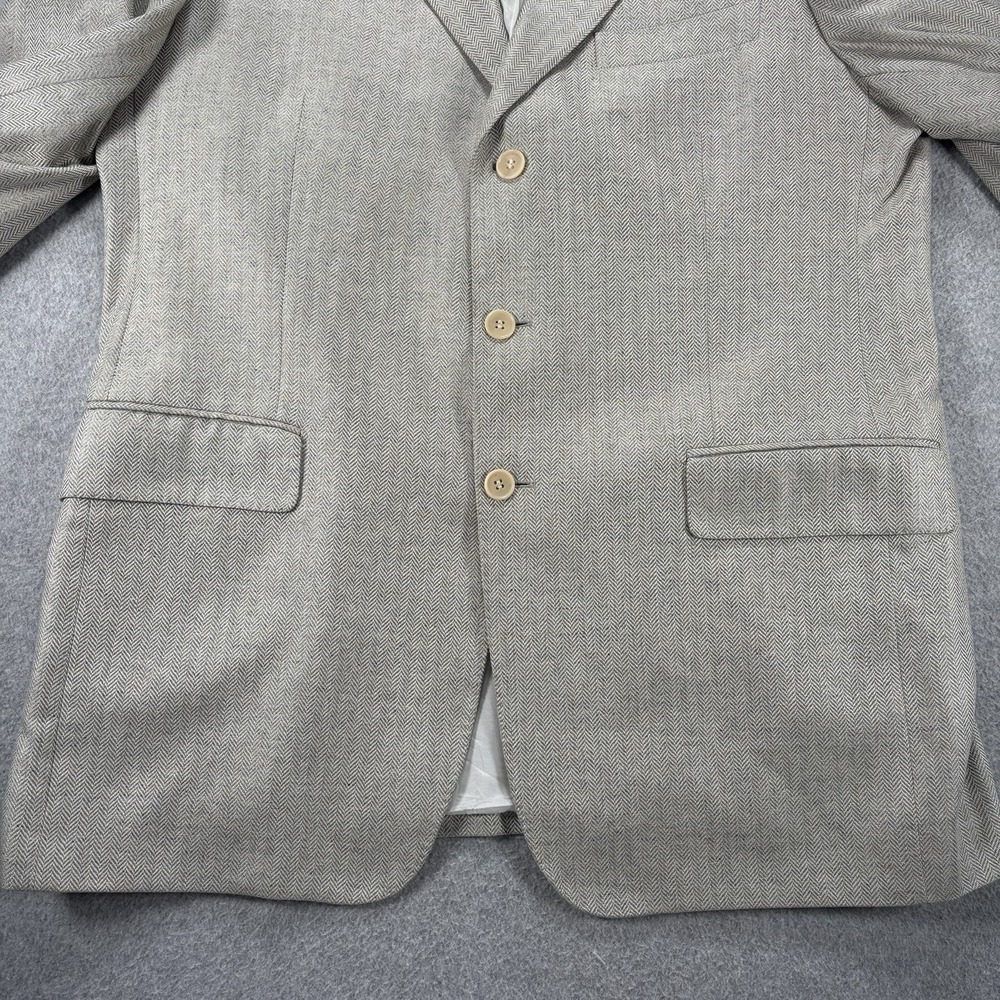 Salvatore Ferragamo 100% Silk Herringbone Blazer Sport Coat Size 54 IT 44R US - Picture 4 of 16
